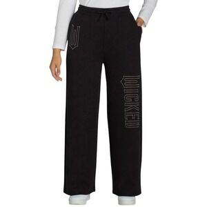 Wicked The Musical Rhinestone Embellished Black Women's Wide Leg Sweatpants Sz M